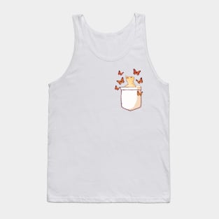 Pocket Cat and Butterflies Tank Top